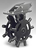 Barone Care-Free compaction wheels for compacting soil in trenches after excavation. Models for excavators, skid steers, backhoes, and loaders, 6", 16", 18", 24", and 36" wide.